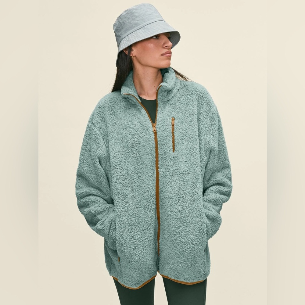 Girlfriend Collective Full Zip Fleece Jacket - Ice